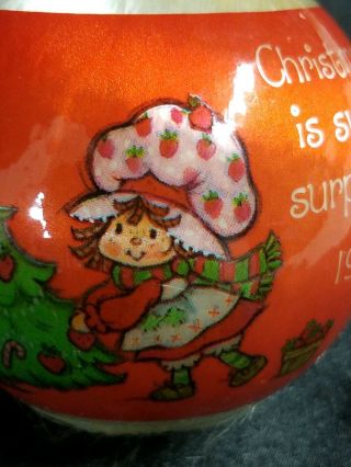 Vintage 1982 Strawberry Shortcake Satin " Sweet Surprises " Christmas Ornament