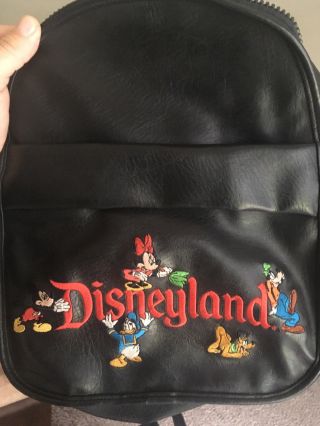 Vintage Disney Disneyland Backpack Faux Leather Retro Bag Pvc Embroidered 1980s?