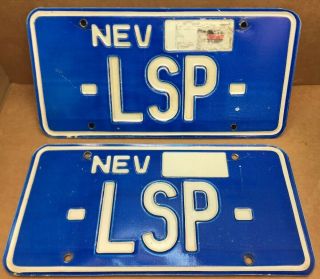 Rare Pair Nevada “lsp” License Plate - Vintage -