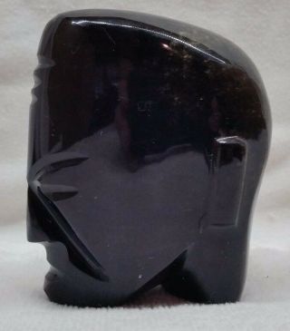 Hand Carved Black Onyx Face / Head Figurine