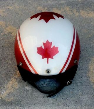 Retro Vintage 1973 Lsi - 4150 Maple Leaf Red Motorcycle Helmet Made In Usa