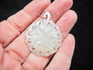 Authentic Vintage Tourist Jewelry Mother Of Pearl Bethlehem Carved Slide Star