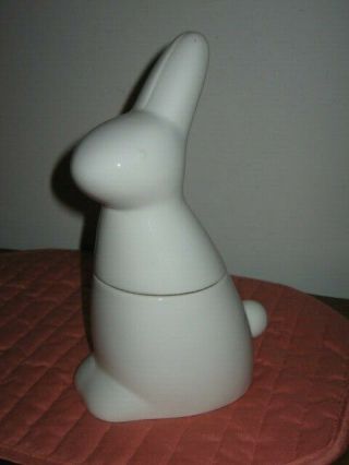 White Ceramic Easter Bunny Rabbit Candy Jar Target Brand Canister 10 "