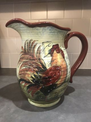 Susan Winget Le Rooster Large Pitcher,  Certified International,  Rare No Flaws