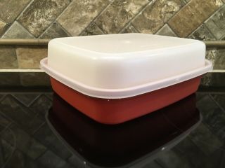 Tupperware 1294 - 3 Red Season n’ Serve Meat Marinade Keeper w 1295 - 6 Frosted Seal 2
