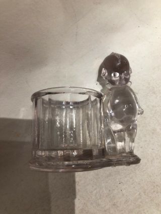 Vintage Borgfeldt & Co.  Ny Kewpie Clear Glass Toothpick Holder Figurine 3/4 Oz