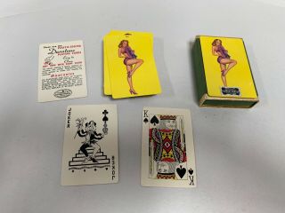 Vintage Deck Duratone Plastic Coated Risque Pin - Up Girl Playing Card (a4)
