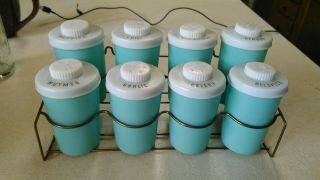 Vintage Tupperware Countertop Wire Spice Rack w/ 8 Containers like 2