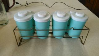 Vintage Tupperware Countertop Wire Spice Rack w/ 8 Containers like 3