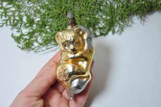 Bear Russian Soviet Glass Christmas Ornament 1950s Christmas/new Year