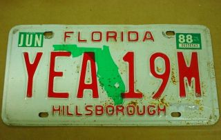 1988 Florida Hillsborough License Plate Man Cave Garage Wall She Shed