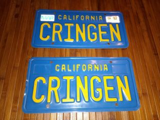 California Blue And Yellow License Plate Set Ca Vintage