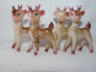 Vintage Christmas Hard Plastic Reindeer Hong Kong 3.  5 "