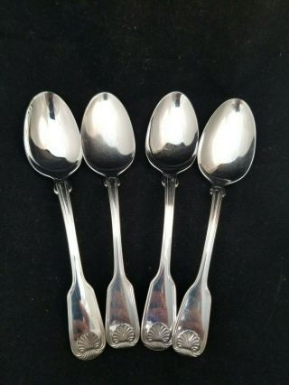 4 Reed & Barton Colonial Shell Stainless Tablespoon / Soup Spoons (set 2)