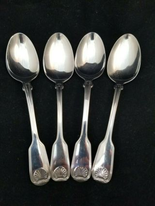 4 Reed & Barton Colonial Shell Stainless Tablespoon / Soup Spoons (set 3)