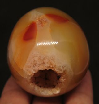 49mm 3.  8oz Red Carnelian Agate Quartz Geode Crystal Egg