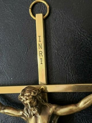 Vintage Brass Gold Jesus Christ Crucifix Wall Cross All Metal 10 