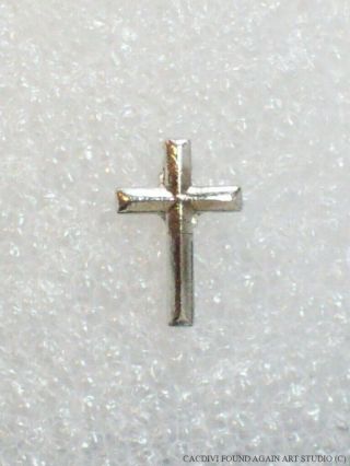 Silver Tone Cross Small Lapel Pin Vintage Christian Faith Tie Tack Religious