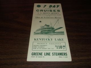 1957 Greene Line Steamers S.  S.  Delta Queen Cruises To Kentucky Lake