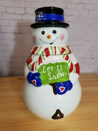 Celebrating Home Let It Snow Snowman Cookie Jar