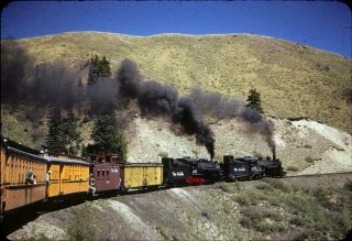 Gf Denver & Rio Grande Western Narrow Gauge 492 & 487 - Slide - 1950 - 55