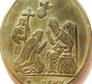 Saint Remy & Our Lady Of The Factory - Rare Antique Medal Pendant