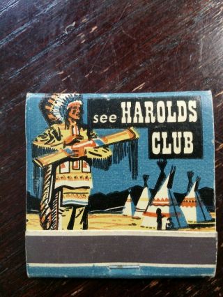 Matchbook Harolds Club Matchbook 1940s 1950s Vintage Matchbook Harolds Club Reno