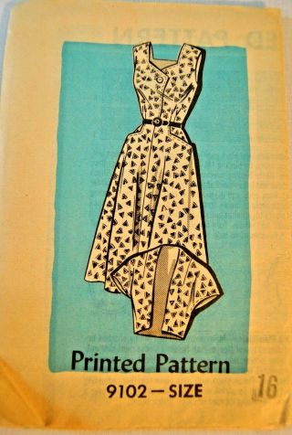 Vintage 1950s Mail Order Summer Dress Pattern W Bolero Jacket Sz 16 B36 Uncut