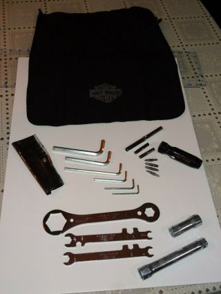 Older Harley Davidson Motorcycle Tool Roll 8 In 1 Screwdriver Allen Wrench,