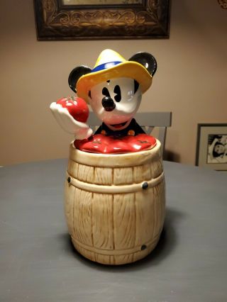 Treasure Craft Disney Mickey Co Mickey Mouse Homegrown Tomato Barrel Cookie Jar