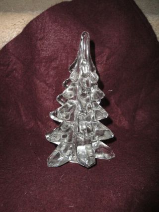 Vintage Solid Clear Glass Sigma? Christmas Tree Figurine