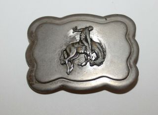 Vintage 1970s Bucking Bronco Rodeo Cowboy Belt Buckle Nickel Silver
