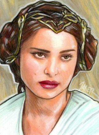 Star Wars Aotc Padme Amidala Natalie Portman Sketch Card Aceo Art Psc