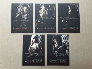 Game Of Thrones Season 1 Sp1 - Sp5 " You Win Or You Die " Complete 5 - Card Insert Set