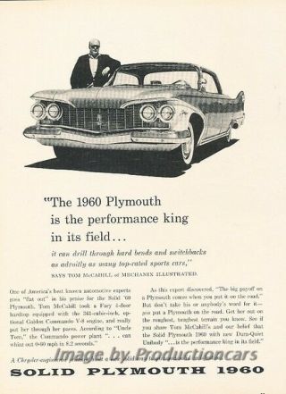 1960 Plymouth Fury Advertisement Print Art Car Ad J787