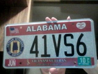 2010 Alabama Viet Nam Veteran/viet Nam Veterans Of America License Plate