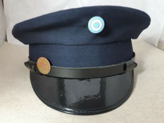 Rail Guard Cap Hat Train Argentina Cockade 1980 With Old Guard Pin