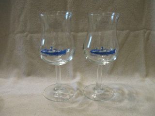 Vtg Tulip Wine Glass Ss.  Norway Cruise Ship Barware Glass Set Of 2
