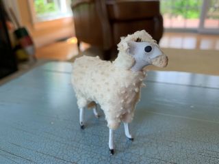 Putz Sheep Wooly Stick Leg Composition Antique Germany German Toy