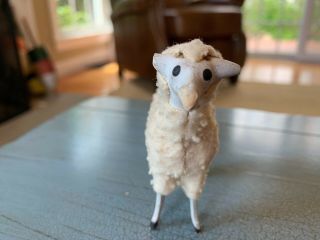 Putz Sheep Wooly Stick Leg Composition Antique Germany German Toy 2