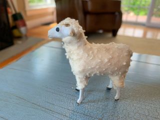 Putz Sheep Wooly Stick Leg Composition Antique Germany German Toy 3