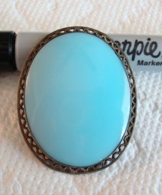 Vintage Antique Czech Robin Egg Blue Glass Button 1 3/8 " X 1 1/4 "