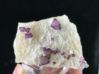 Purple and Green Octahedral Fluorite cluster on Quartz Matrix from De ' an 5