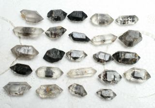 24pcs Natural Tibetan Black Phantom Crystal Quartz Double Terminating Specimen