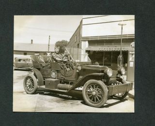 Vintage Photo Boy In Stanley Steamer Steam Car At Sinclair Gas Station 987012