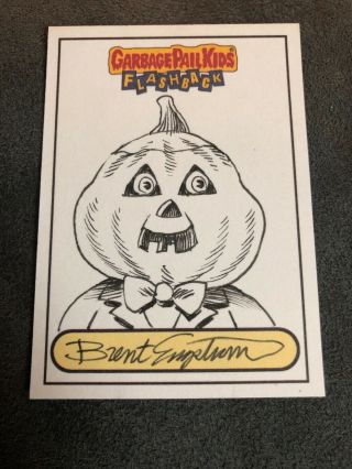 Garbage Pail Kids Flashback Sketch Card Art Auto Engstrom Pumpkin Head