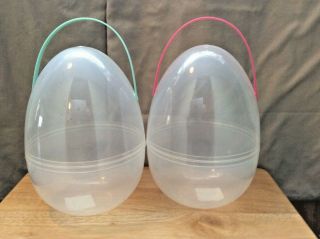 Set Of 2 - Giant Plastic Fillable Easter Egg With Handle