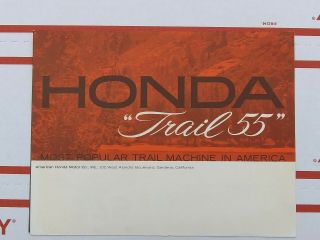 Vintage 1960s Honda Trail 55 Sales Fold - Out Brochure Poster