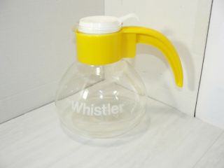 Vtg Glass Tea Coffee Pot Kettle Gemco The Whistler 8 Cup Yellow Carafe
