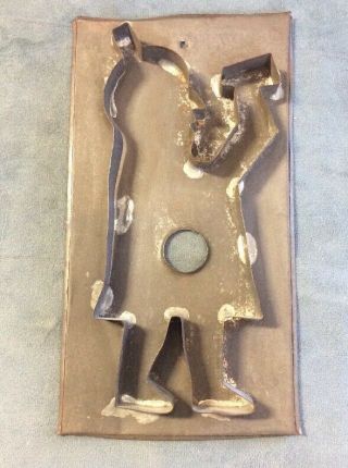 Large Antique Metal Flat Back Cookie Cutter Human Figure 7.  75” X 4.  25”